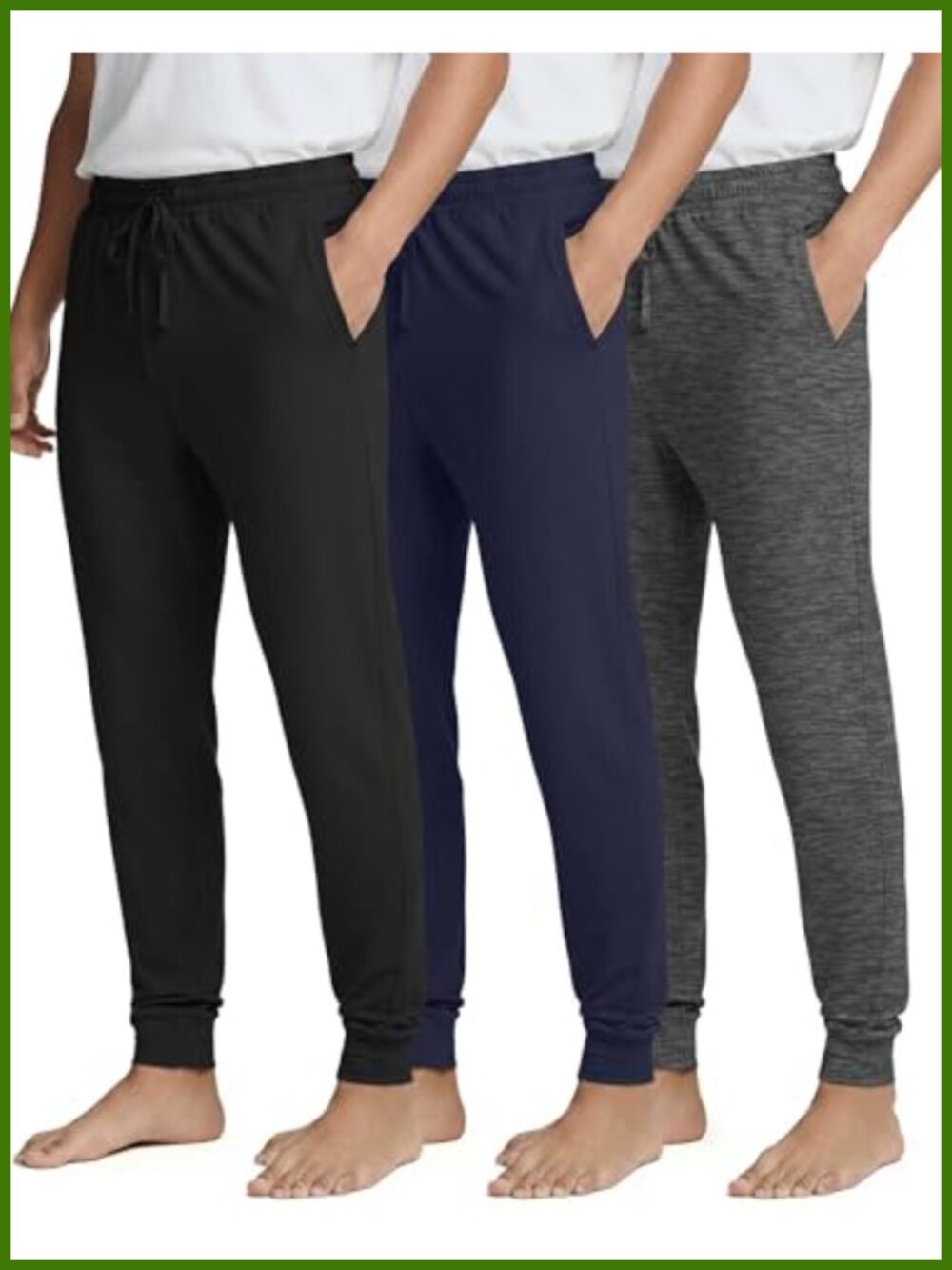 Mens Pajama Pants 3 Pack Joggers Lounge Sweatpants Cuffed PJ Bottoms S-3XL